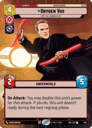 Dryden Vos - I Get All Worked Up (Hyperspace) (401) (401) [Secrets of Power] - Fantasy Flight Games - Card Brawlers | Quebec | Canada |