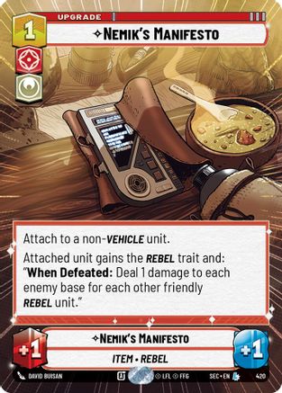 Nemik's Manifesto (420) (Hyperspace) (420) [Secrets of Power] - Fantasy Flight Games - Card Brawlers | Quebec | Canada |