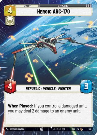 Heroic ARC-170 - 170 (518) (Hyperspace) (518) (518) [Secrets of Power] - Fantasy Flight Games - Card Brawlers | Quebec | Canada |