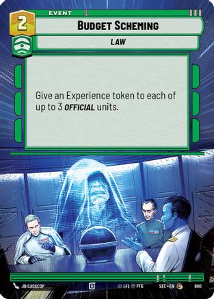 Budget Scheming (880) (Hyperspace Foil) (880) [Secrets of Power] - Fantasy Flight Games - Card Brawlers | Quebec | Canada |