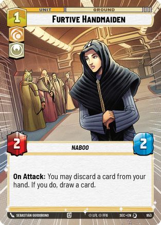 Furtive Handmaiden (953) (Hyperspace Foil) (953) [Secrets of Power] - Fantasy Flight Games - Card Brawlers | Quebec | Canada |