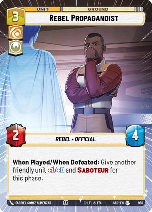 Rebel Propagandist (958) (Hyperspace Foil) (958) [Secrets of Power] - Fantasy Flight Games - Card Brawlers | Quebec | Canada |