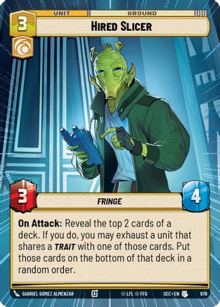 Hired Slicer (976) (Hyperspace Foil) (976) [Secrets of Power] - Fantasy Flight Games - Card Brawlers | Quebec | Canada |