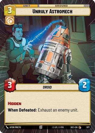 Unruly Astromech (977) (Hyperspace Foil) (977) [Secrets of Power] - Fantasy Flight Games - Card Brawlers | Quebec | Canada |