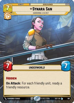 Synara San - Harboring a Secret (Hyperspace Foil) (981) (981) [Secrets of Power] - Fantasy Flight Games - Card Brawlers | Quebec | Canada |