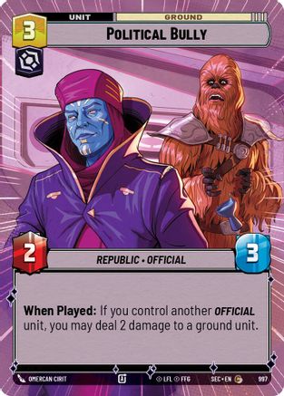 Political Bully (997) (Hyperspace Foil) (997) [Secrets of Power] - Fantasy Flight Games - Card Brawlers | Quebec | Canada |