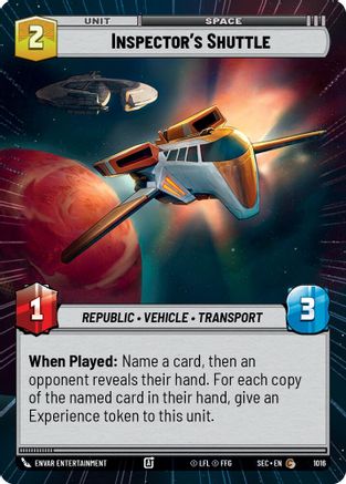 Inspector's Shuttle (1016) (Hyperspace Foil) (1016) [Secrets of Power] - Fantasy Flight Games - Card Brawlers | Quebec | Canada |