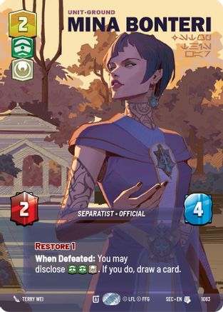 Mina Bonteri - Stop This War (Prestige Foil) (1083) (1083) [Secrets of Power] - Fantasy Flight Games - Card Brawlers | Quebec | Canada |