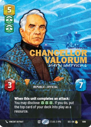Chancellor Valorum - Civil Servant (Prestige Foil) (1099) (1099) [Secrets of Power] - Fantasy Flight Games - Card Brawlers | Quebec | Canada |