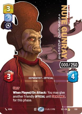 Nute Gunray - Escaping Justice (Serialized) (1130) (1130) [Secrets of Power] - Fantasy Flight Games - Card Brawlers | Quebec | Canada |