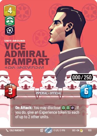 Vice Admiral Rampart - On Schedule (Serialized) (1133) (1133) [Secrets of Power] - Fantasy Flight Games - Card Brawlers | Quebec | Canada |