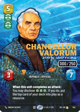 Chancellor Valorum - Civil Servant (Serialized) (1142) (1142) [Secrets of Power] - Fantasy Flight Games - Card Brawlers | Quebec | Canada |