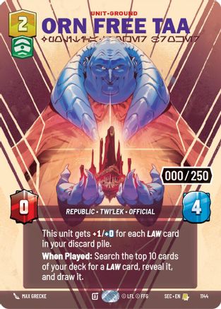 Orn Free Taa - Political Power Broker (Serialized) (1144) (1144) [Secrets of Power] - Fantasy Flight Games - Card Brawlers | Quebec | Canada |