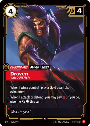 Draven - Vanquisher (020/221) - Spiritforged Foil - Spiritforged - Card Brawlers | Quebec | Canada |