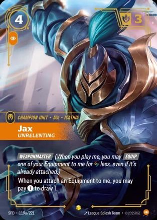 Jax - Unrelenting (Alternate Art) (119a/221) - Spiritforged Foil - Spiritforged - Card Brawlers | Quebec | Canada |