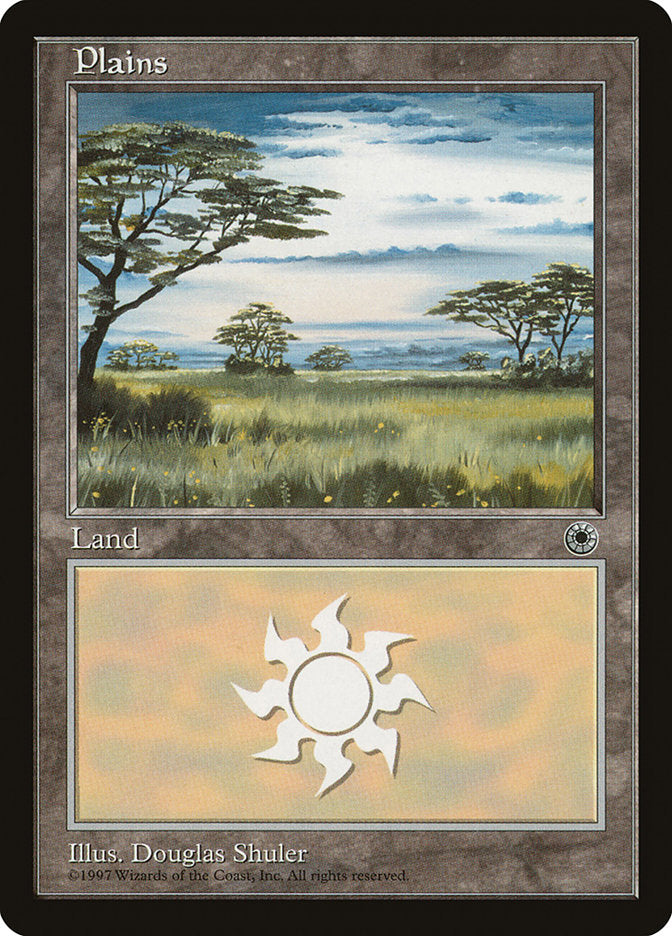 Plains (Yellow Flowers in Grass / Long Dark Cloud in Center) [Portal] - Magic: The Gathering - Card Brawlers | Quebec | Canada |