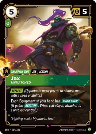 Jax - Unmatched (054/221) - Spiritforged Foil - Spiritforged - Card Brawlers | Quebec | Canada |
