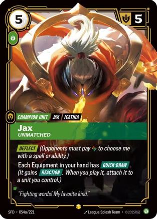 Jax - Unmatched (Alternate Art) (054a/221) - Spiritforged Foil - Spiritforged - Card Brawlers | Quebec | Canada |