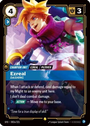 Ezreal - Dashing (Alternate Art) (082a/221) - Spiritforged Foil - Spiritforged - Card Brawlers | Quebec | Canada |
