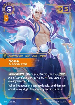 Yone - Blademaster (Overnumbered) (233/221) - Spiritforged Foil - Spiritforged - Card Brawlers | Quebec | Canada |