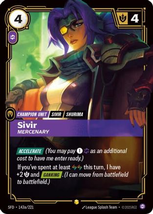 Sivir - Mercenary (Alternate Art) (143a/221) - Spiritforged Foil - Spiritforged - Card Brawlers | Quebec | Canada |