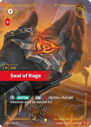 Seal of Rage (Overnumbered) (222/221) - Spiritforged Foil - Spiritforged - Card Brawlers | Quebec | Canada |