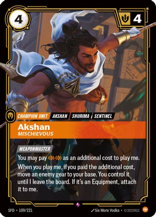 Akshan - Mischievous (109/221) - Spiritforged Foil - Spiritforged - Card Brawlers | Quebec | Canada |