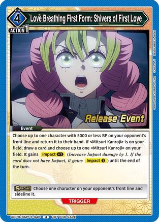 Love Breathing First Form: Shivers of First Love (UEPR/KMY-3-048) - UEX05BT Demon Slayer Kimetsu no Yaiba Vol2 Release Event Cards - UEX05BT: Demon Slayer: Kimetsu no Yaiba Vol.2 Release Event Cards - Card Brawlers | Quebec | Canada |