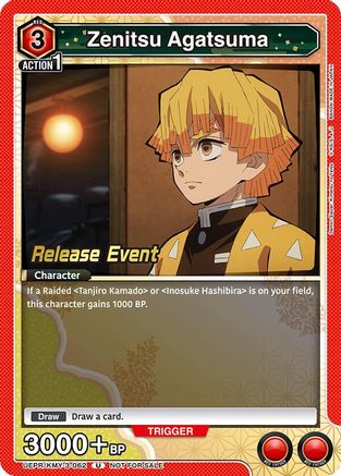 Zenitsu Agatsuma (UEX05BT/KMY-3-062) - UEX05BT Demon Slayer Kimetsu no Yaiba Vol2 Release Event Cards - UEX05BT: Demon Slayer: Kimetsu no Yaiba Vol.2 Release Event Cards - Card Brawlers | Quebec | Canada |
