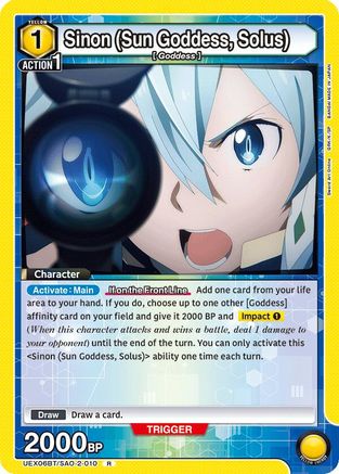 Sinon (Sun Goddess, Solus) (UEX06BT/SAO-2-010) - UEX06BT Sword Art Online Vol2 Foil - UEX06BT: Sword Art Online Vol.2 - Card Brawlers | Quebec | Canada |