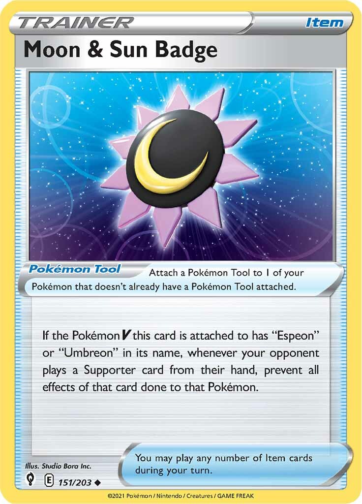 Moon & Sun Badge (151/203) [Sword & Shield: Evolving Skies] - Pokémon - Card Brawlers | Quebec | Canada |