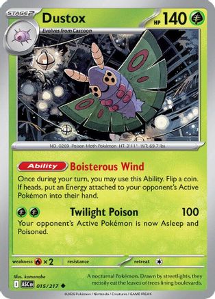 Dustox (015/217) - Reverse Holofoil [ME Ascended Heroes] - ME: Ascended Heroes - Card Brawlers | Quebec | Canada |