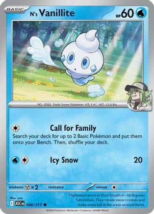 N's Vanillite (049/null) - Reverse Holofoil [ME Ascended Heroes] - ME: Ascended Heroes - Card Brawlers | Quebec | Canada |