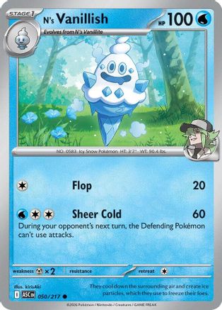 N's Vanillish (050/null) - Reverse Holofoil [ME Ascended Heroes] - ME: Ascended Heroes - Card Brawlers | Quebec | Canada |