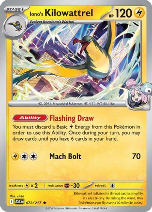 Iono's Kilowattrel (072/null) - Reverse Holofoil [ME Ascended Heroes] - ME: Ascended Heroes - Card Brawlers | Quebec | Canada |