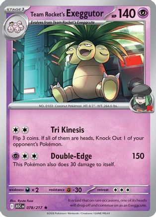 Team Rocket's Exeggutor (078/null) - Reverse Holofoil [ME Ascended Heroes] - ME: Ascended Heroes - Card Brawlers | Quebec | Canada |