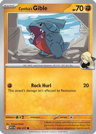 Cynthia's Gible (109/null) [ME Ascended Heroes] - ME: Ascended Heroes - Card Brawlers | Quebec | Canada |