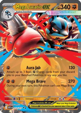 Mega Lucario ex (113/null) - Holofoil [ME Ascended Heroes] - ME: Ascended Heroes - Card Brawlers | Quebec | Canada |