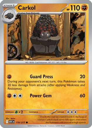 Carkol (119/null) - Reverse Holofoil [ME Ascended Heroes] - ME: Ascended Heroes - Card Brawlers | Quebec | Canada |