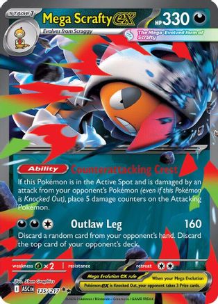 Mega Scrafty ex (135/217) - Holofoil [ME Ascended Heroes] - ME: Ascended Heroes - Card Brawlers | Quebec | Canada |