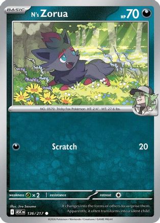 N's Zorua (136/null) - Reverse Holofoil [ME Ascended Heroes] - ME: Ascended Heroes - Card Brawlers | Quebec | Canada |