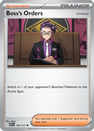 Boss's Orders [Corbeau] (183/217) - Reverse Holofoil [ME Ascended Heroes] - ME: Ascended Heroes - Card Brawlers | Quebec | Canada |