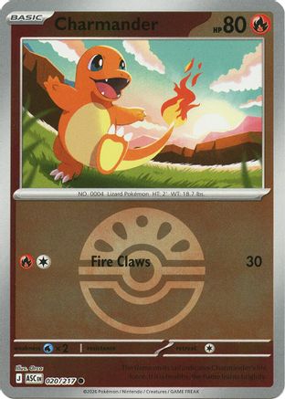 Charmander (Friend Ball) (020/null) - Reverse Holofoil [ME Ascended Heroes] - ME: Ascended Heroes - Card Brawlers | Quebec | Canada |