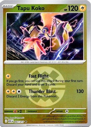 Tapu Koko (Quick Ball) (067/null) - Reverse Holofoil [ME Ascended Heroes] - ME: Ascended Heroes - Card Brawlers | Quebec | Canada |