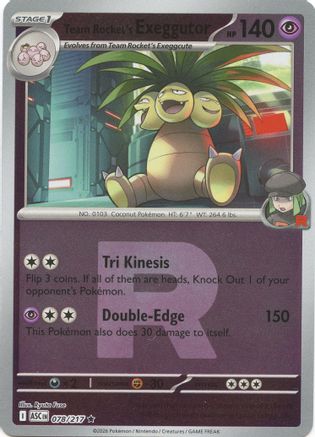 Team Rocket's Exeggutor (Team Rocket) (078/null) - Reverse Holofoil [ME Ascended Heroes] - ME: Ascended Heroes - Card Brawlers | Quebec | Canada |