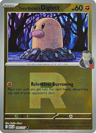 Team Rocket's Diglett (Team Rocket) (100/null) - Reverse Holofoil [ME Ascended Heroes] - ME: Ascended Heroes - Card Brawlers | Quebec | Canada |