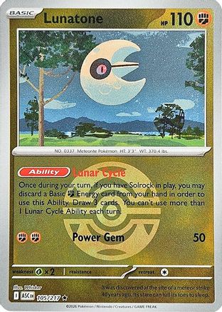 Lunatone (Dusk Ball) (105/null) - Reverse Holofoil [ME Ascended Heroes] - ME: Ascended Heroes - Card Brawlers | Quebec | Canada |