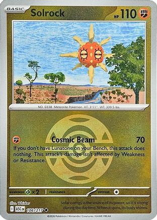 Solrock (Dusk Ball) (106/null) - Reverse Holofoil [ME Ascended Heroes] - ME: Ascended Heroes - Card Brawlers | Quebec | Canada |