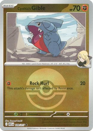 Cynthia's Gible (Poke Ball) (109/null) - Reverse Holofoil [ME Ascended Heroes] - ME: Ascended Heroes - Card Brawlers | Quebec | Canada |