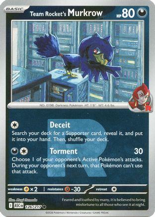 Team Rocket's Murkrow (Team Rocket) (126/null) - Reverse Holofoil [ME Ascended Heroes] - ME: Ascended Heroes - Card Brawlers | Quebec | Canada |